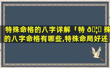 特殊命格的八字详解「特 🦍 殊的八字命格有哪些,特殊命局好还是不好」